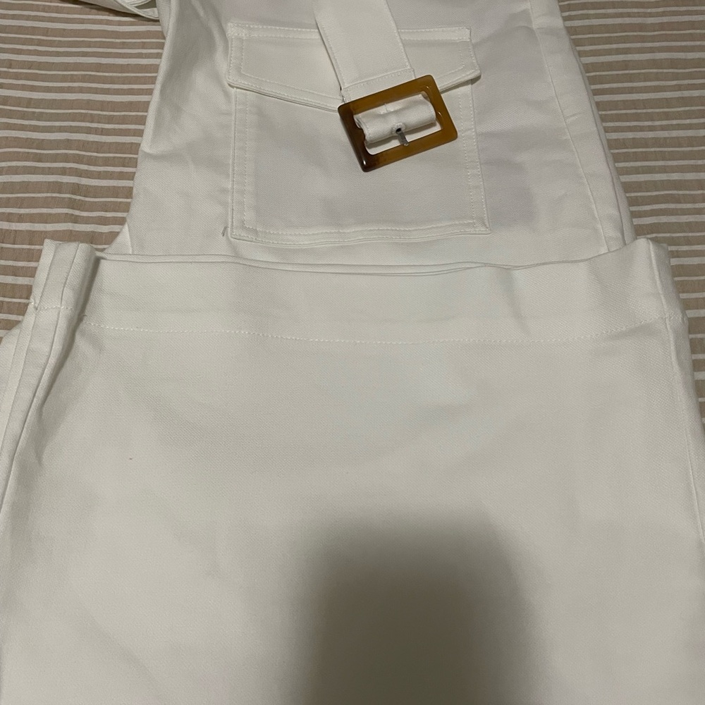 LOFT White Wide Leg Pants with belt